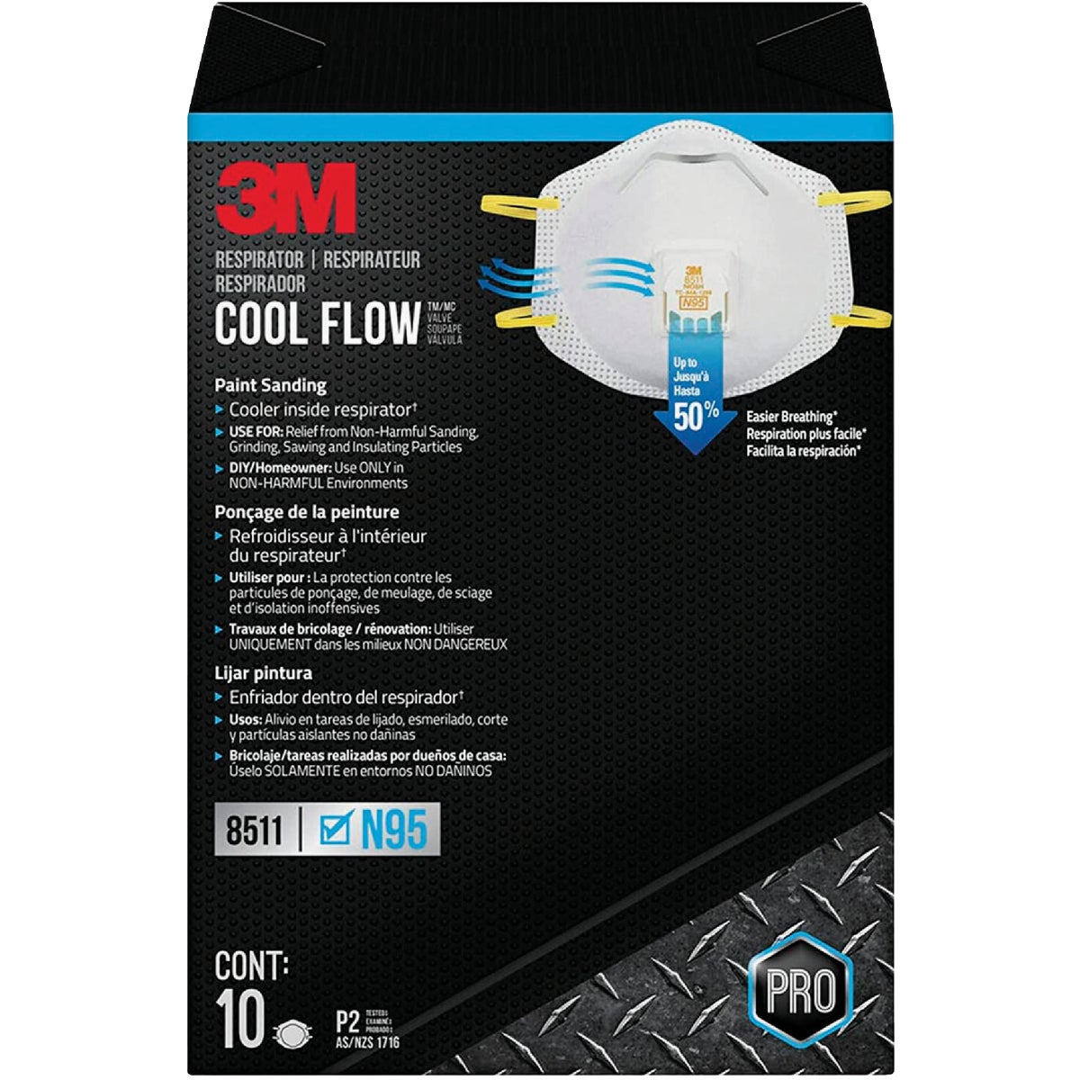3M N95 Cool Flow Valve Respirator for Paint Prep (10-Pack)