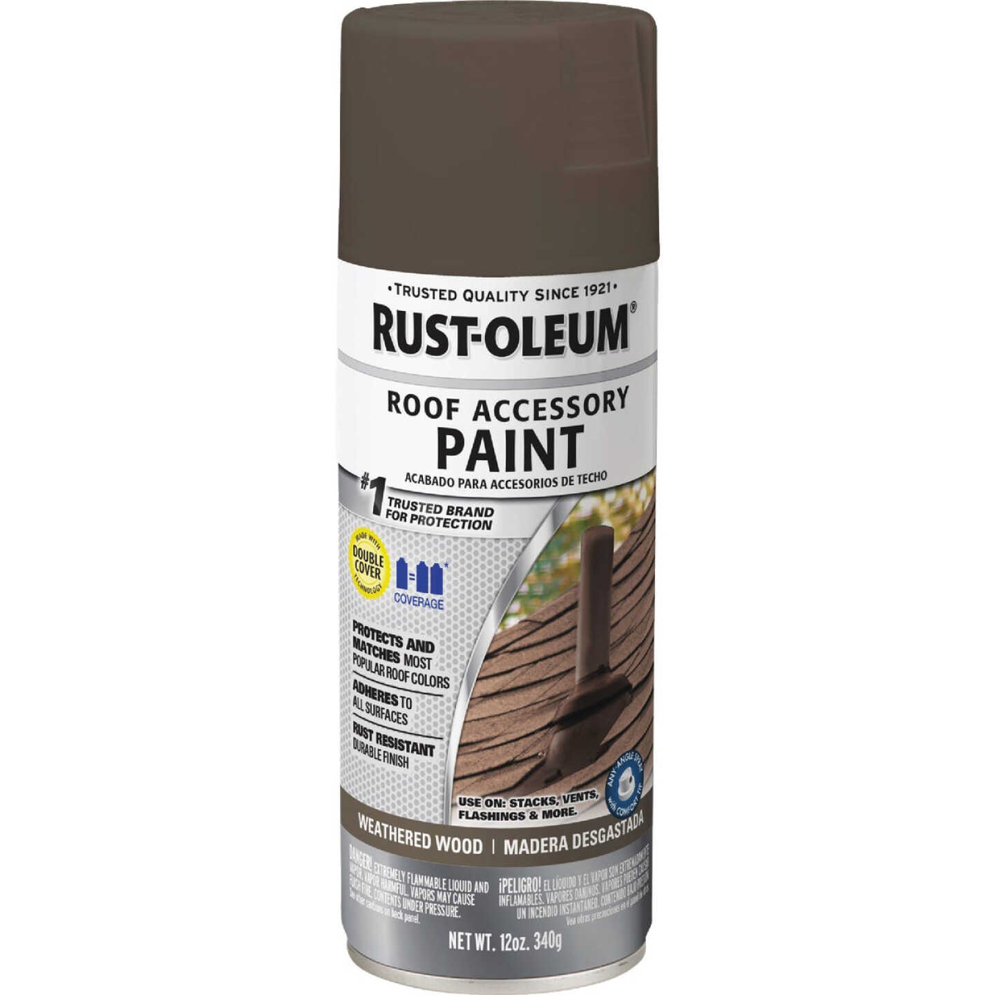 Rust-Oleum Stops Rust Roof Accessory 12 Oz. Weathered Wood Flat Anti-Rust Spray Paint Image 2