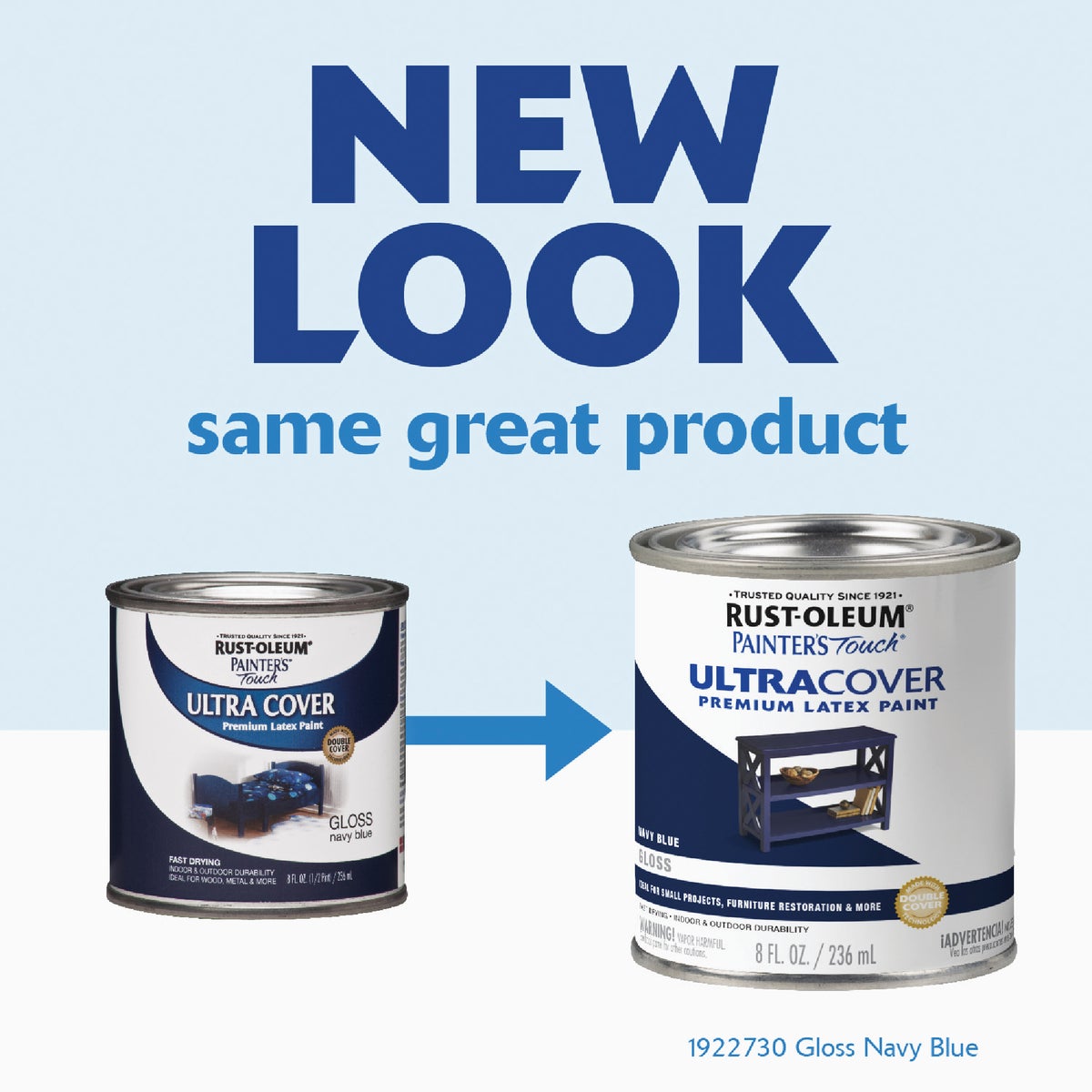 Rust-Oleum Painter's Touch 2X Ultra Cover Premium Latex Paint, Gloss Navy Blue, 1/2 Pt. Image 2