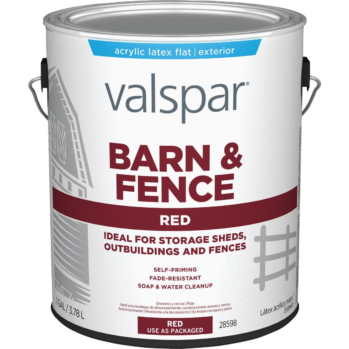 Valspar Latex Paint & Primer In One Flat Barn & Fence Paint, Red, 1 Gal. Image 6