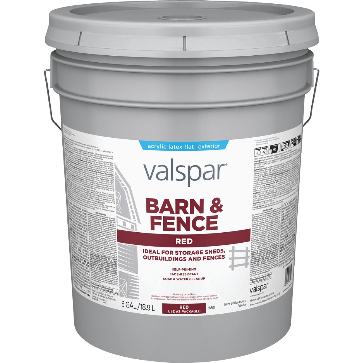 Valspar Latex Paint & Primer In One Flat Barn & Fence Paint, Red, 5 Gal. Image 6
