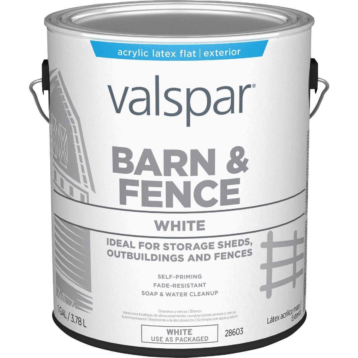 Valspar Latex Paint & Primer In One Flat Barn & Fence Paint, White, 1 Gal. Image 6