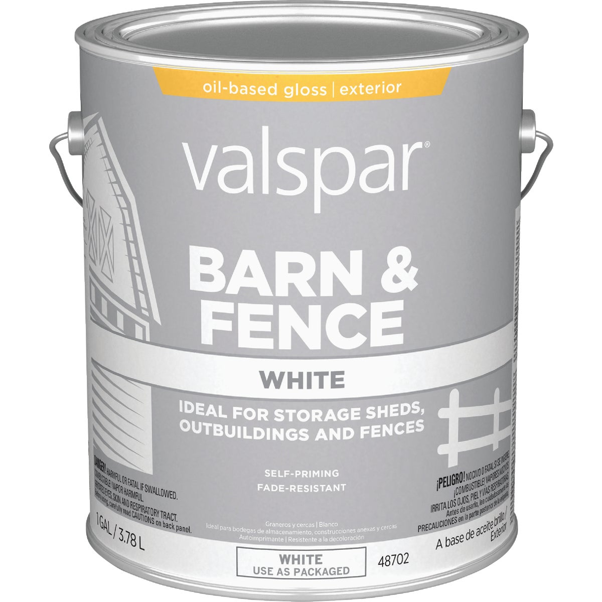 Valspar Oil Paint & Primer In One Low Sheen Barn & Fence Paint, White, 1 Gal. Image 6