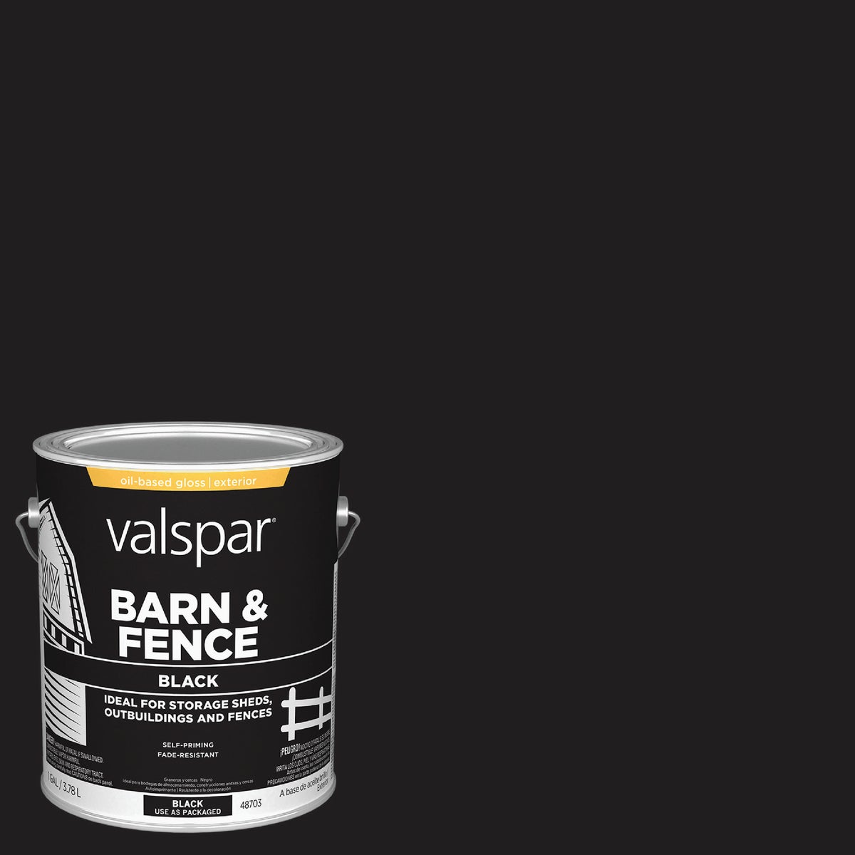 Valspar Alkyd Exterior Oil Paint & Primer In One Barn & Fence Paint, Black, 1 Gal.