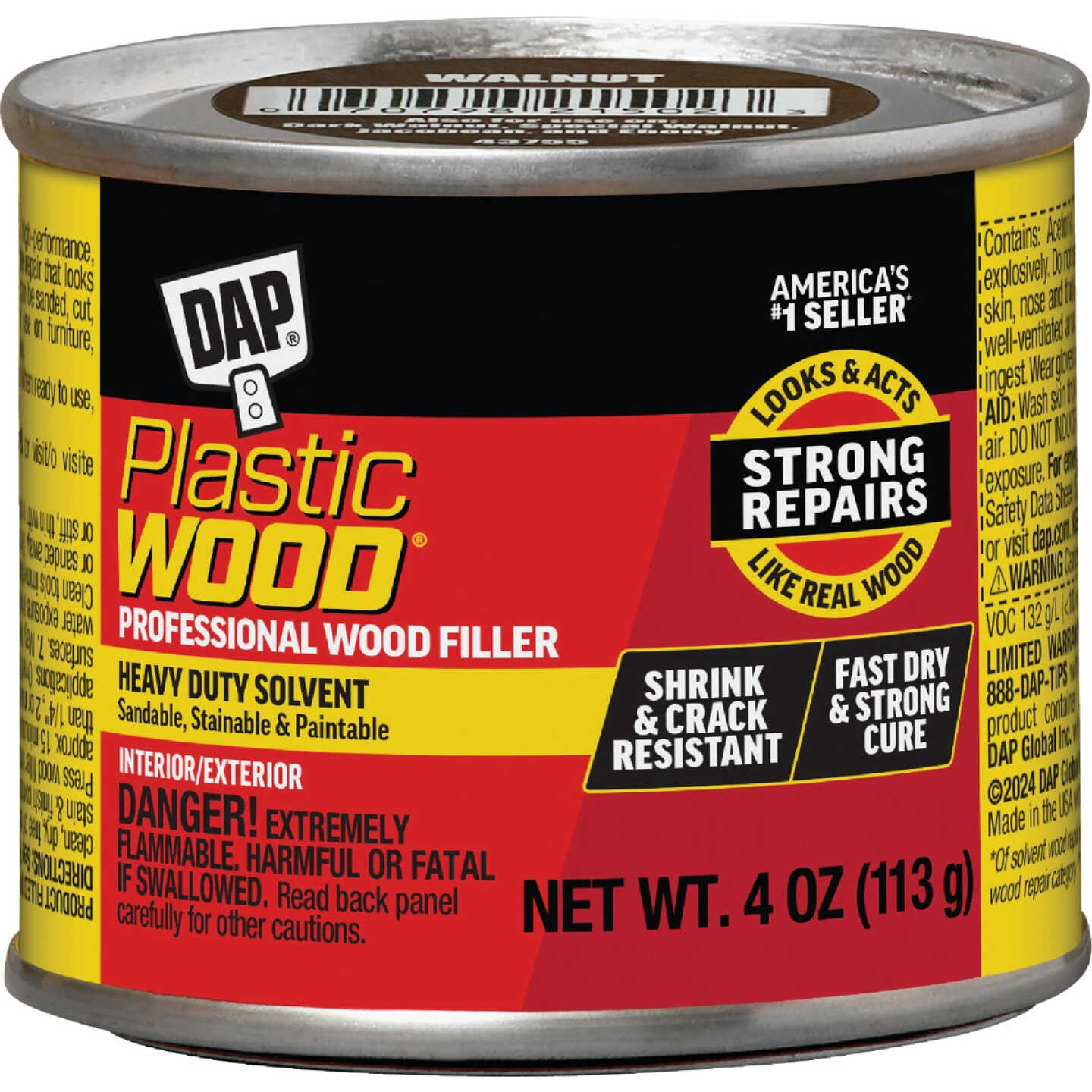 DAP Plastic Wood 4 Oz. Walnut Solvent Professional Wood Filler Image 1
