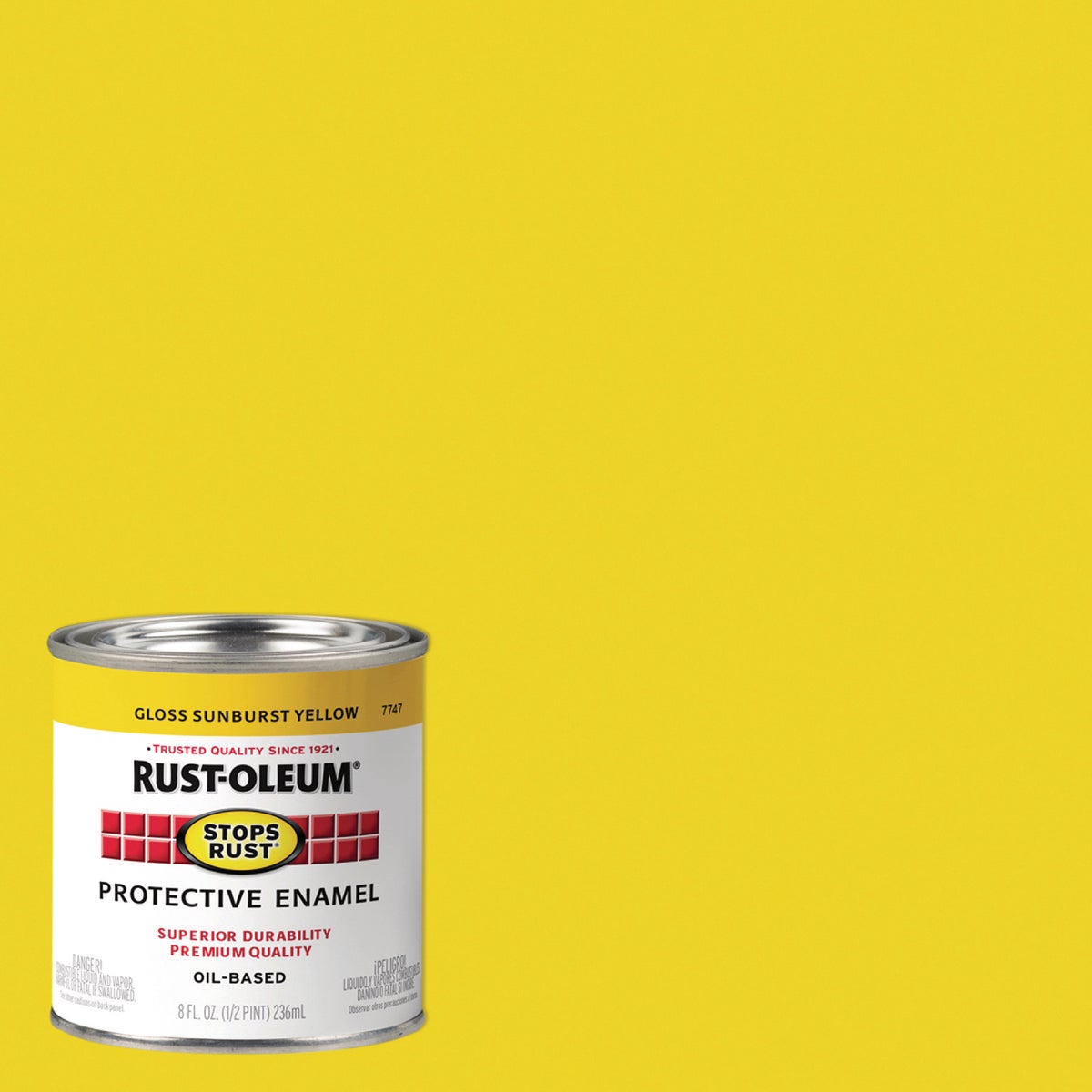 Rust-Oleum Stops Rust Oil Based Gloss Protective Rust Control Enamel, Sunburst Yellow, 1/2 Pt. Image 1