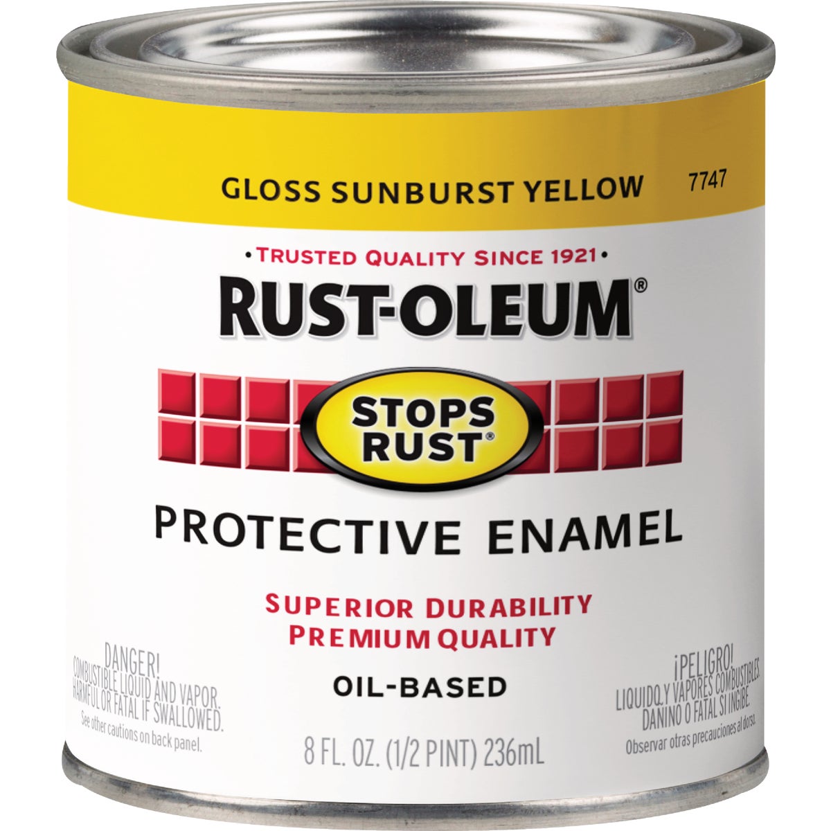 Rust-Oleum Stops Rust Oil Based Gloss Protective Rust Control Enamel, Sunburst Yellow, 1/2 Pt. Image 2