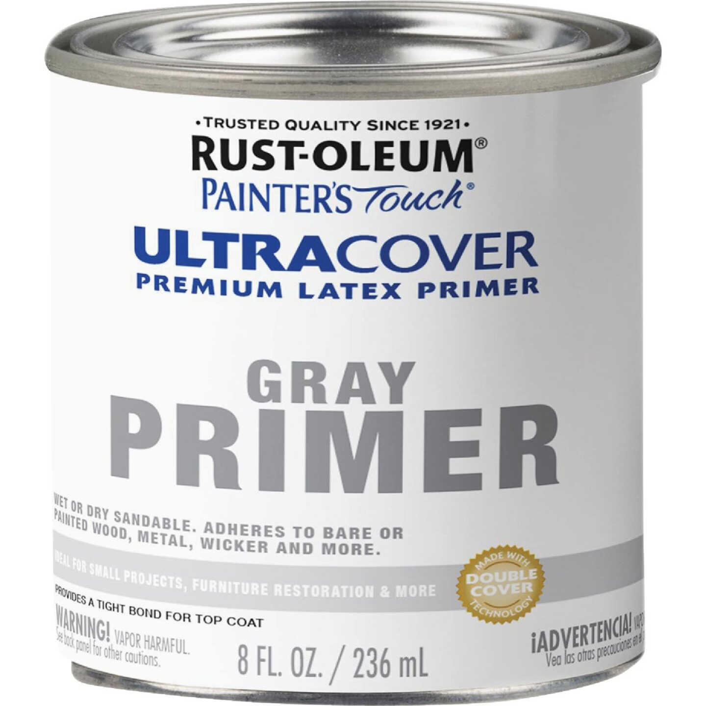 Rust-Oleum Painter's Touch Ultra Cover Flat Premium Latex Primer, Gray, 1/2 Pt. Image 6