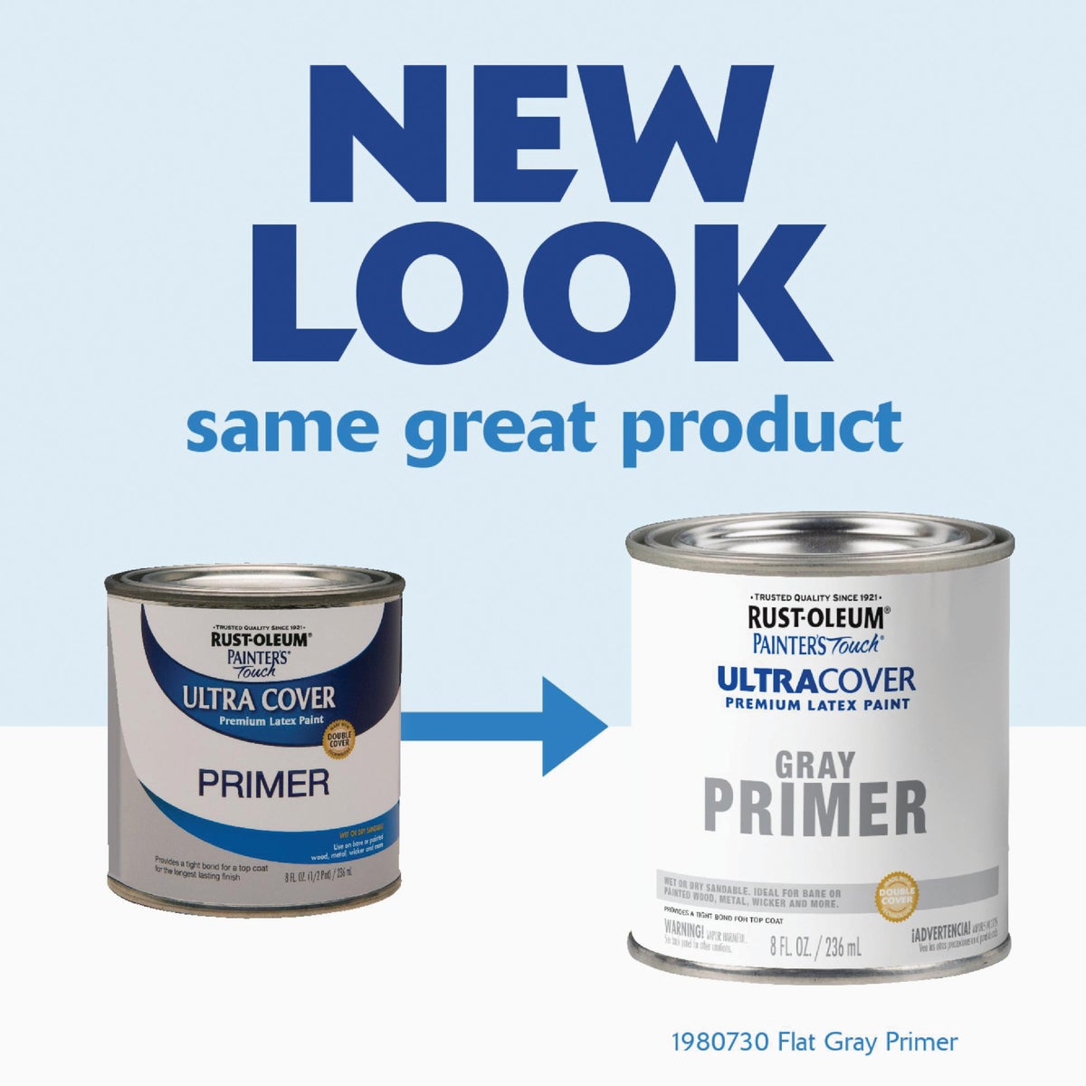 Rust-Oleum Painter's Touch Ultra Cover Flat Premium Latex Primer, Gray, 1/2 Pt. Image 2