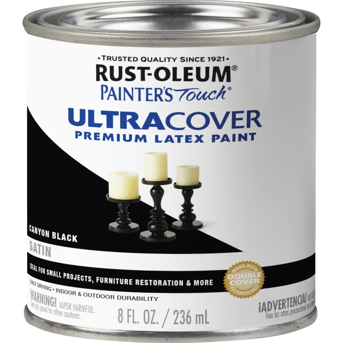 Rust-Oleum Painter's Touch 2X Ultra Cover Premium Latex Paint, Satin Canyon Black, 1/2 Pt. Image 7