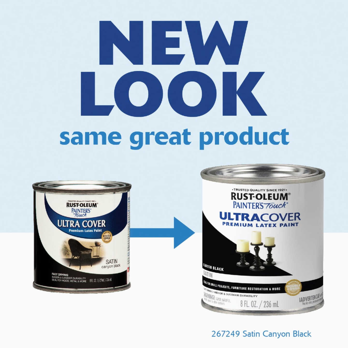 Rust-Oleum Painter's Touch 2X Ultra Cover Premium Latex Paint, Satin Canyon Black, 1/2 Pt. Image 2