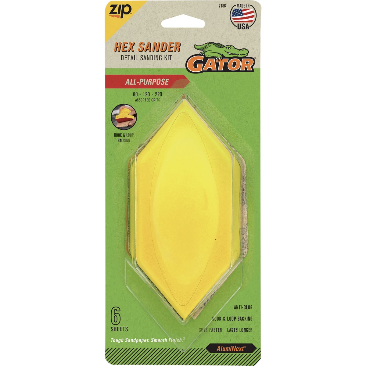 Gator Zip Hook & Loop Detail Hand Sander Image 1