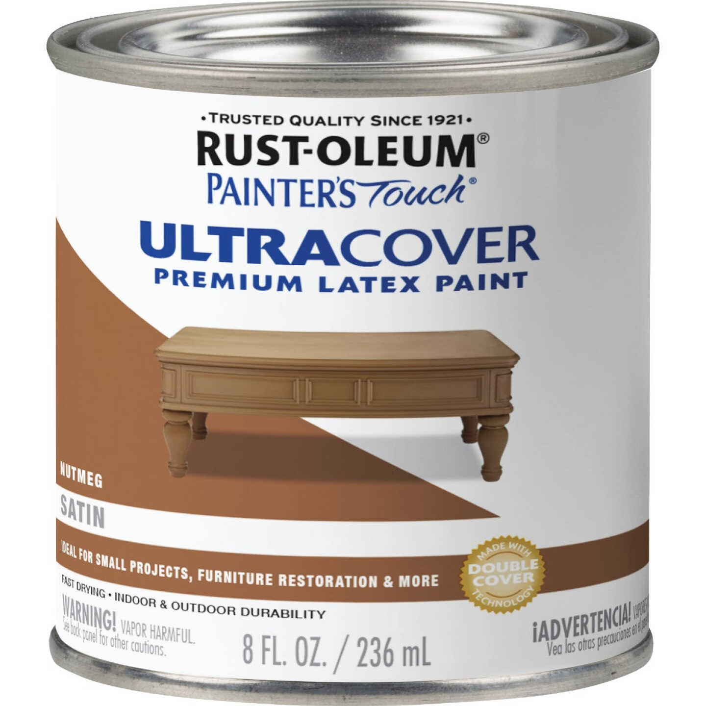 Rust-Oleum Painter's Touch 2X Ultra Cover Premium Latex Paint, Satin Nutmeg, 1/2 Pt. Image 6