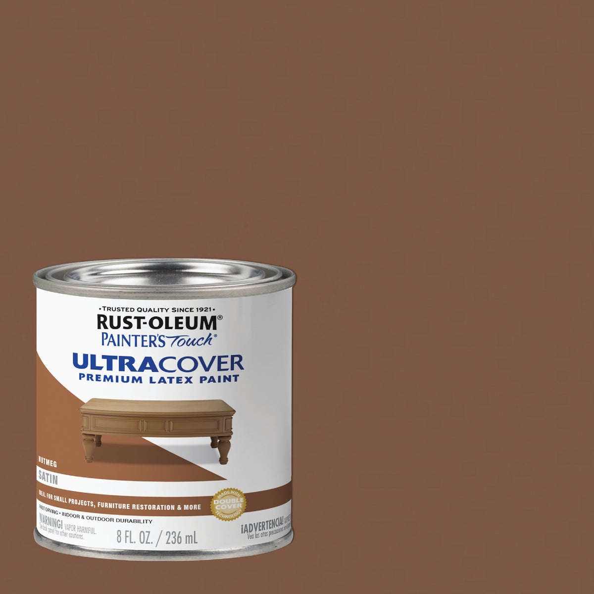 Rust-Oleum Painter's Touch 2X Ultra Cover Premium Latex Paint, Satin Nutmeg, 1/2 Pt.