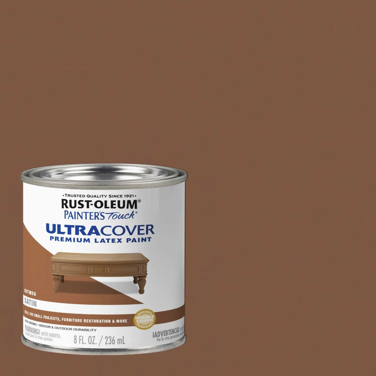 Rust-Oleum Painter's Touch 2X Ultra Cover Premium Latex Paint, Satin Nutmeg, 1/2 Pt. Image 1