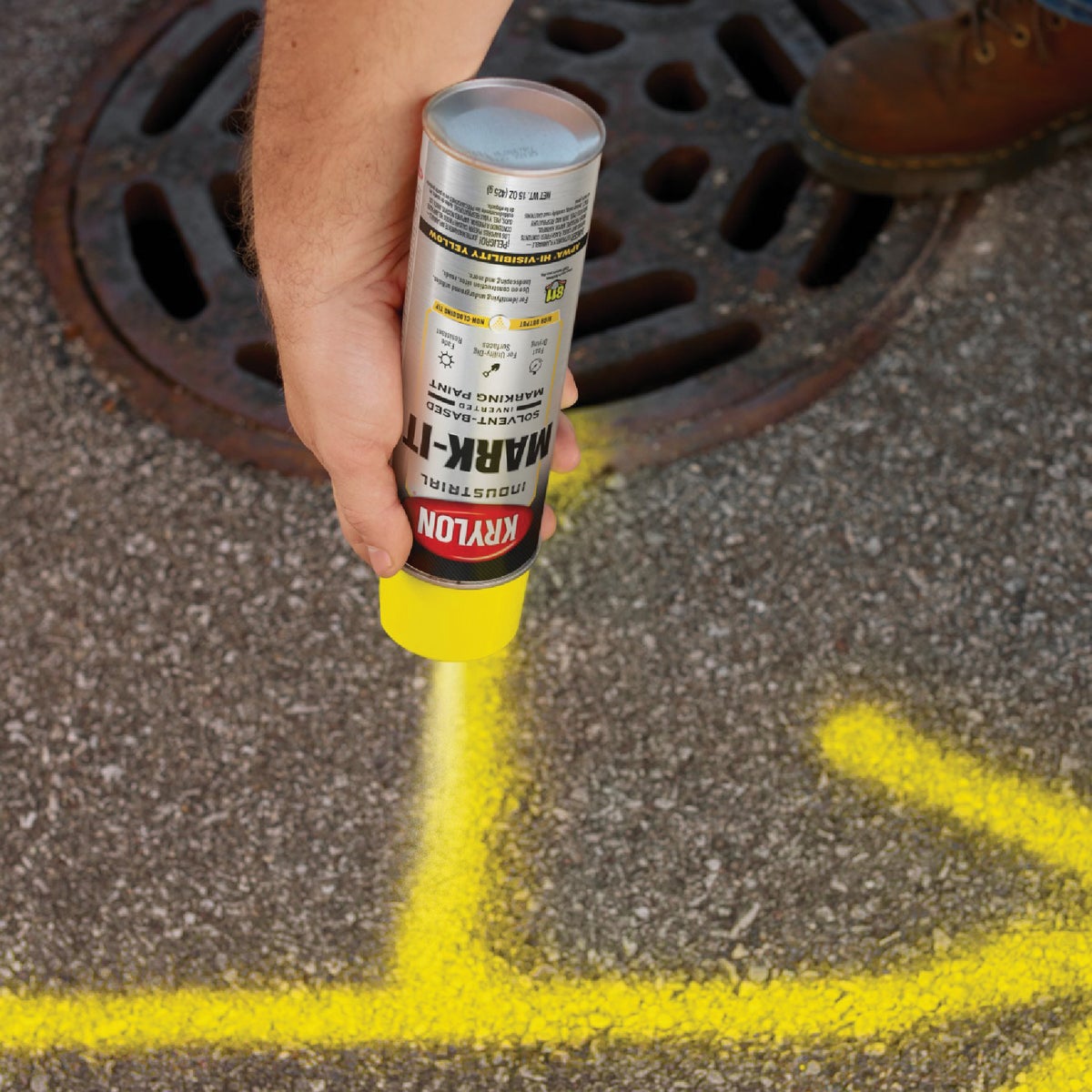 Krylon Mark-It 730508 Industrial SB APWA Hi Visibility Yellow Inverted Marking Paint Image 4