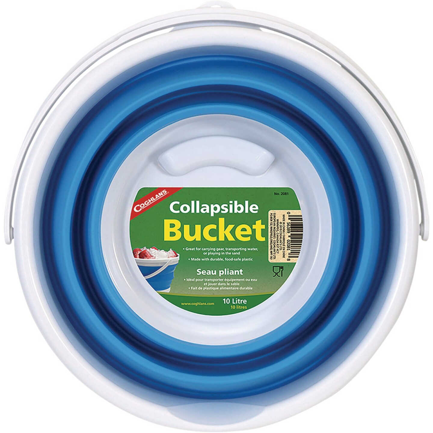 Coghlans 2.6 Gal. White & Blue Collapsible Bucket Image 1