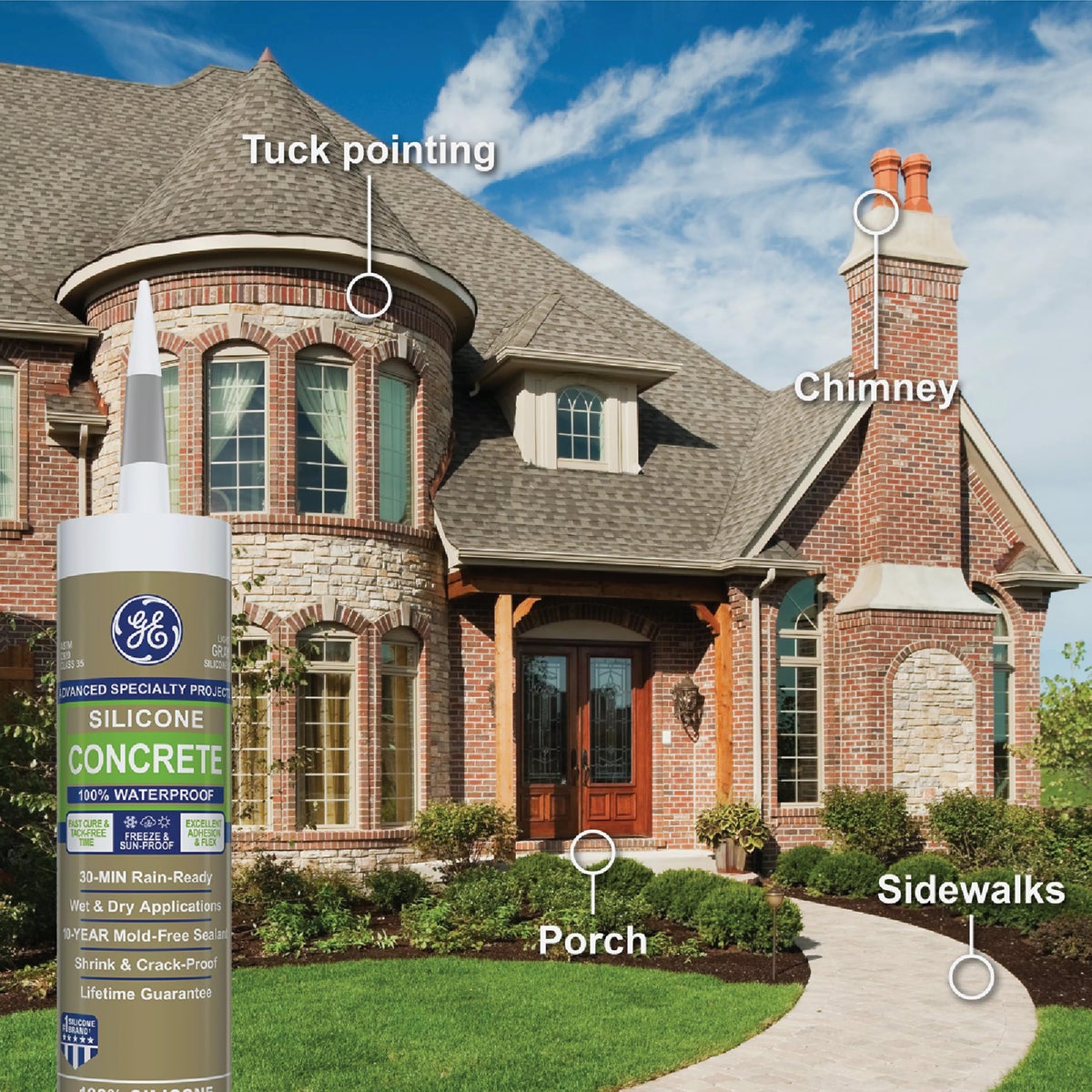 GE Concrete Silicone Advanced Speciality Products, Light Gray, 10.1 Oz. Cartridge Image 4