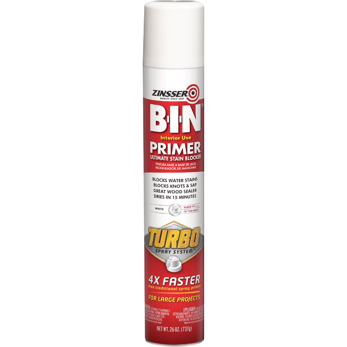 Zinsser 26 Oz. B-I-N Primer Spray with Turbo Spray System, Flat White Image 5