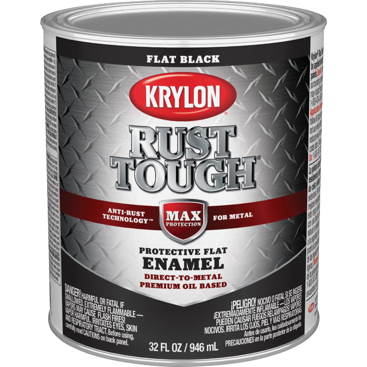 Krylon Rust Tough DTM Oil-Based Flat Rust Control Enamel, Black, 1 Qt. Image 1