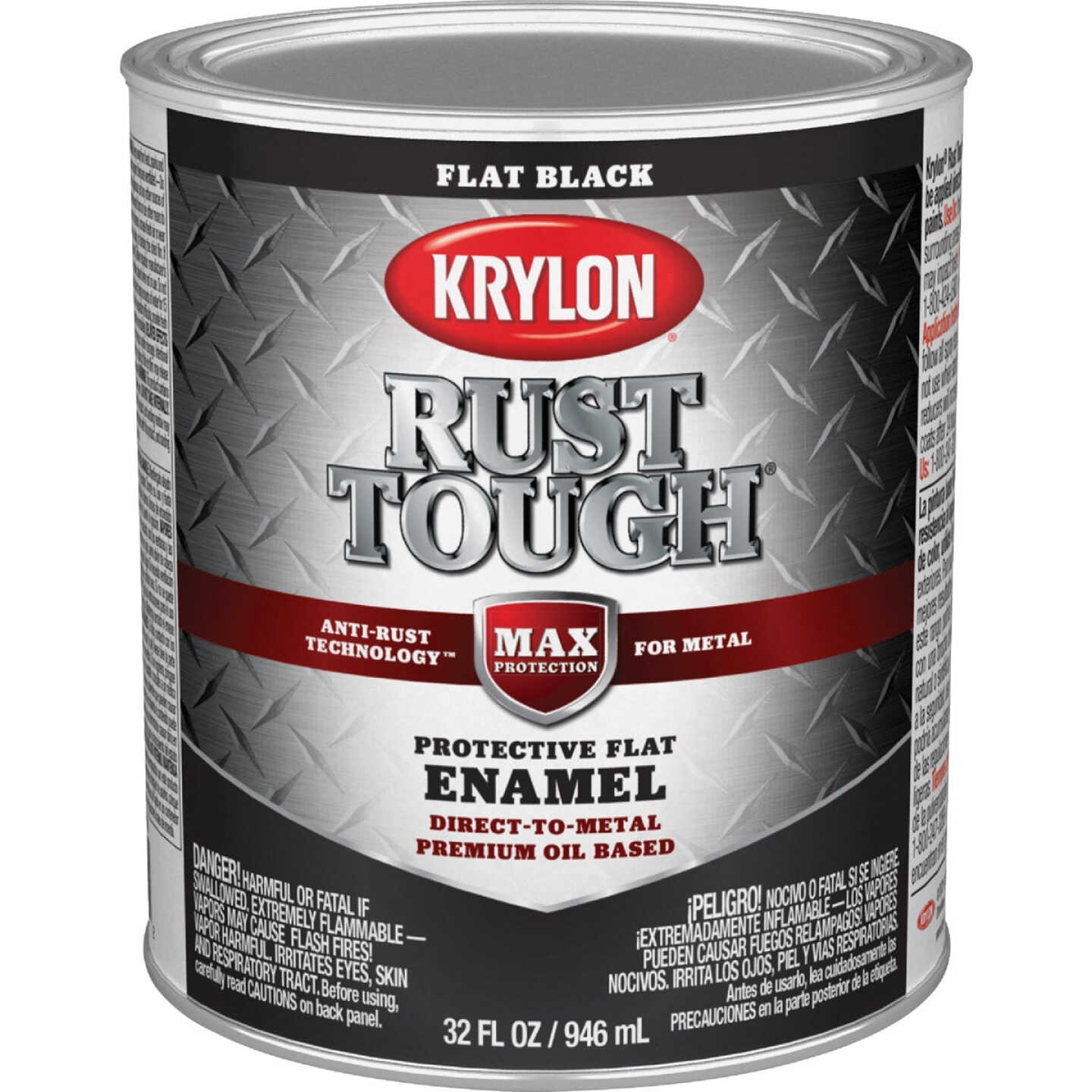 Krylon Rust Tough DTM Oil-Based Flat Rust Control Enamel, Black, 1 Qt. Image 1