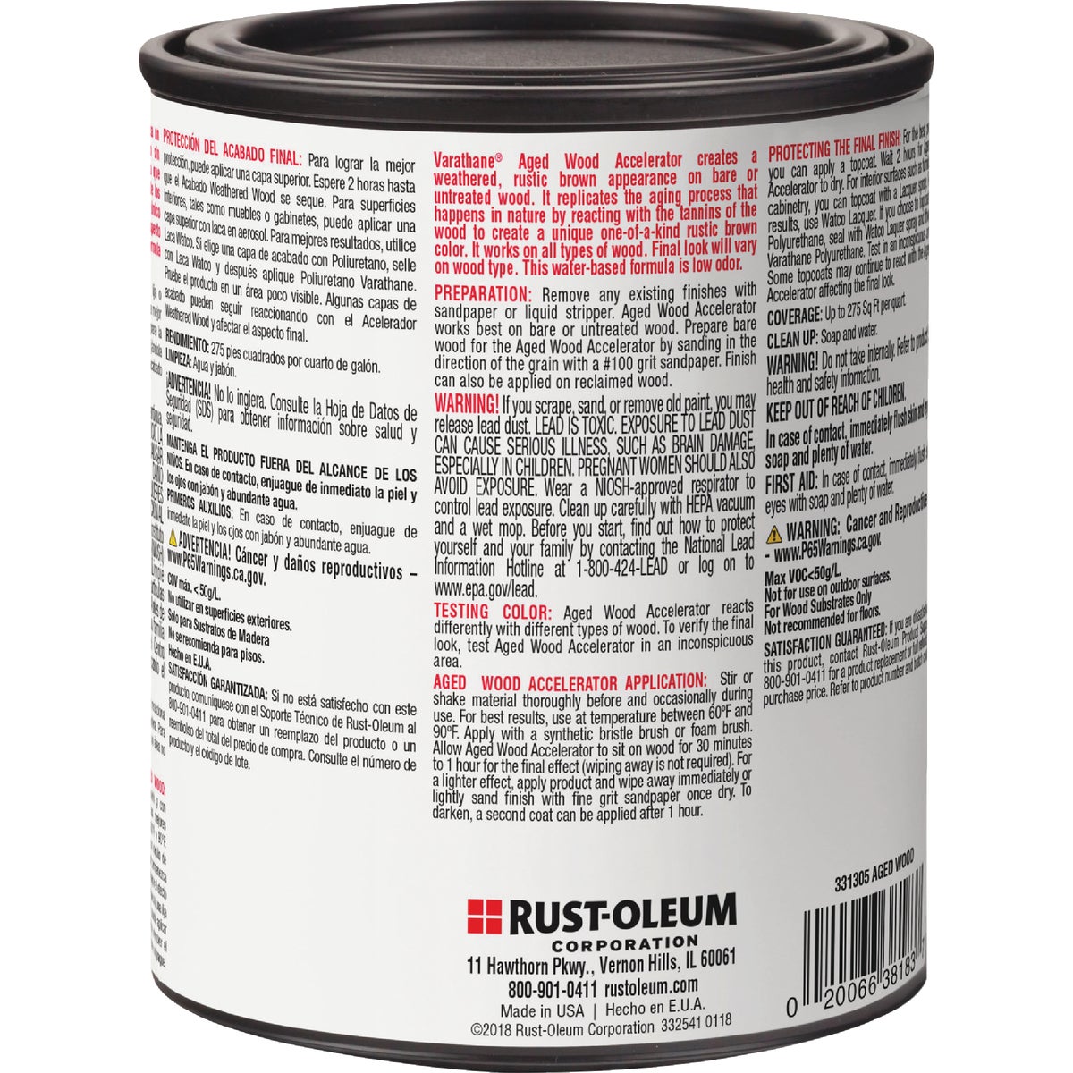 Varathane Aged Wood Accelerator Stain, Brown, 1 Qt. Image 3