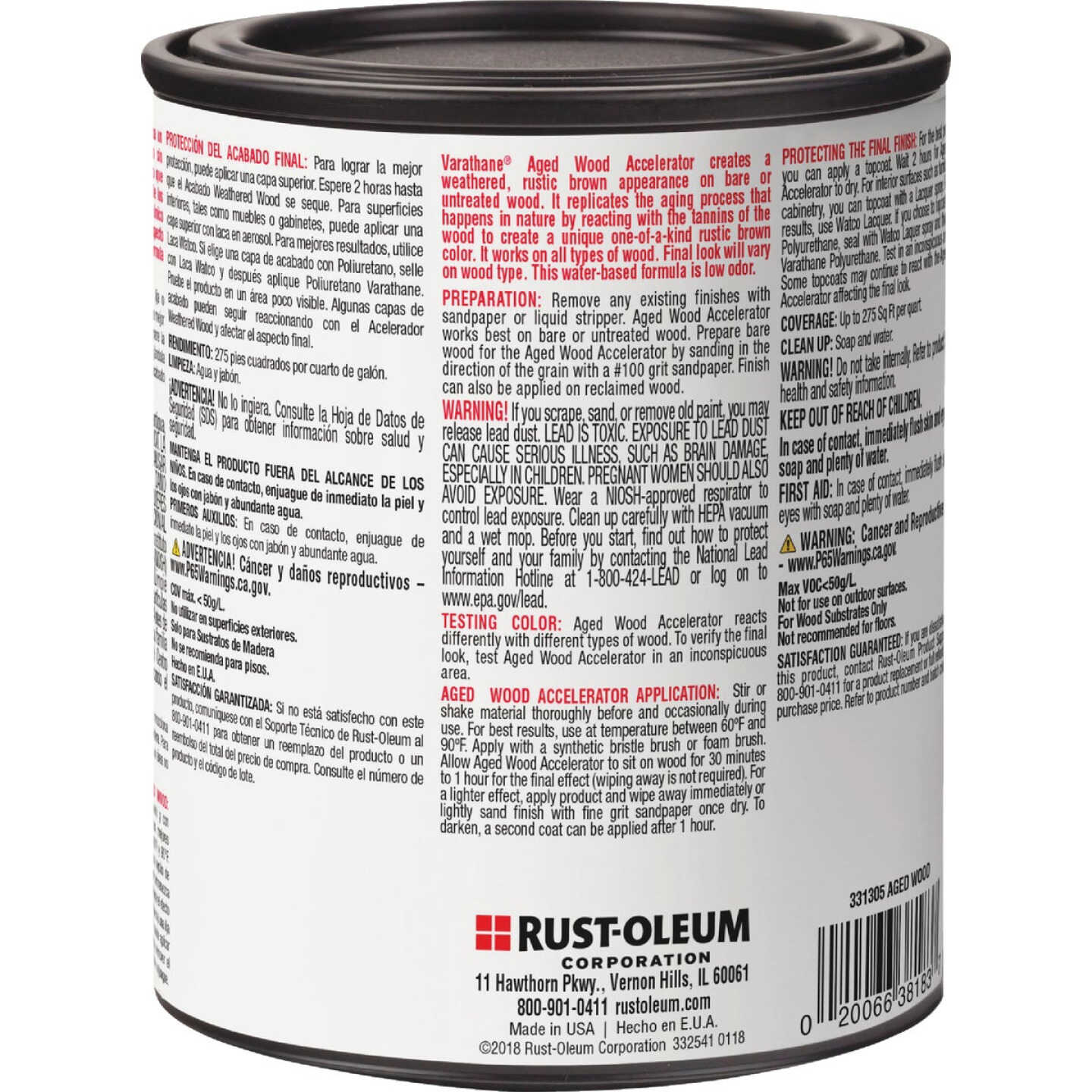 Varathane Aged Wood Accelerator Stain, Brown, 1 Qt. Image 3