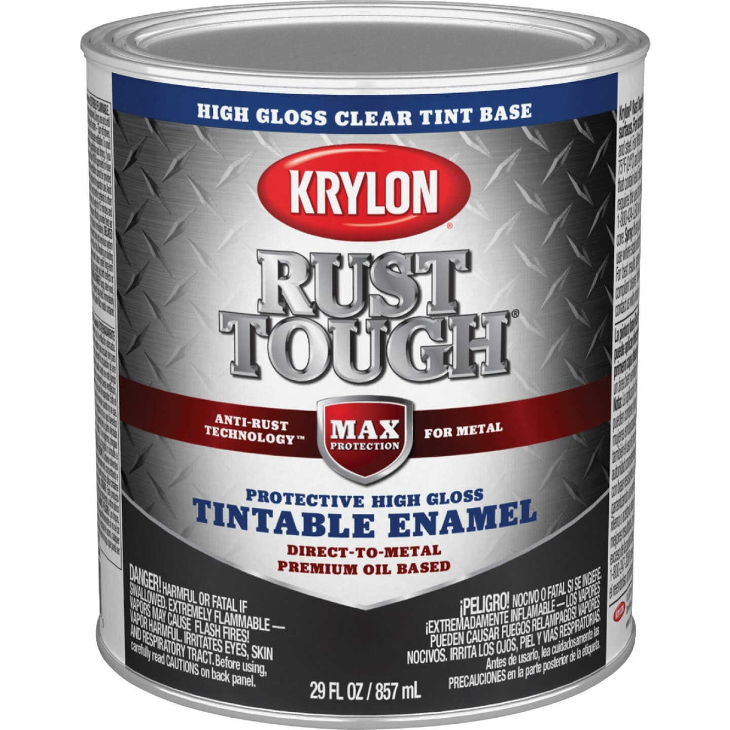 Krylon Rust Tough DTM Oil-Based Gloss Rust Control Enamel, Clear Base, 1 Qt. Image 1