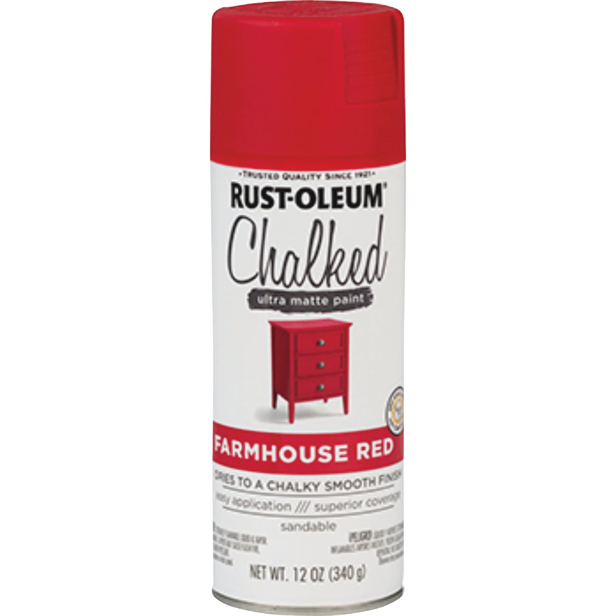 Rust-Oleum Chalked 12 Oz. Ultra Matte Farmhouse Red Chalk Spray Paint Image 2