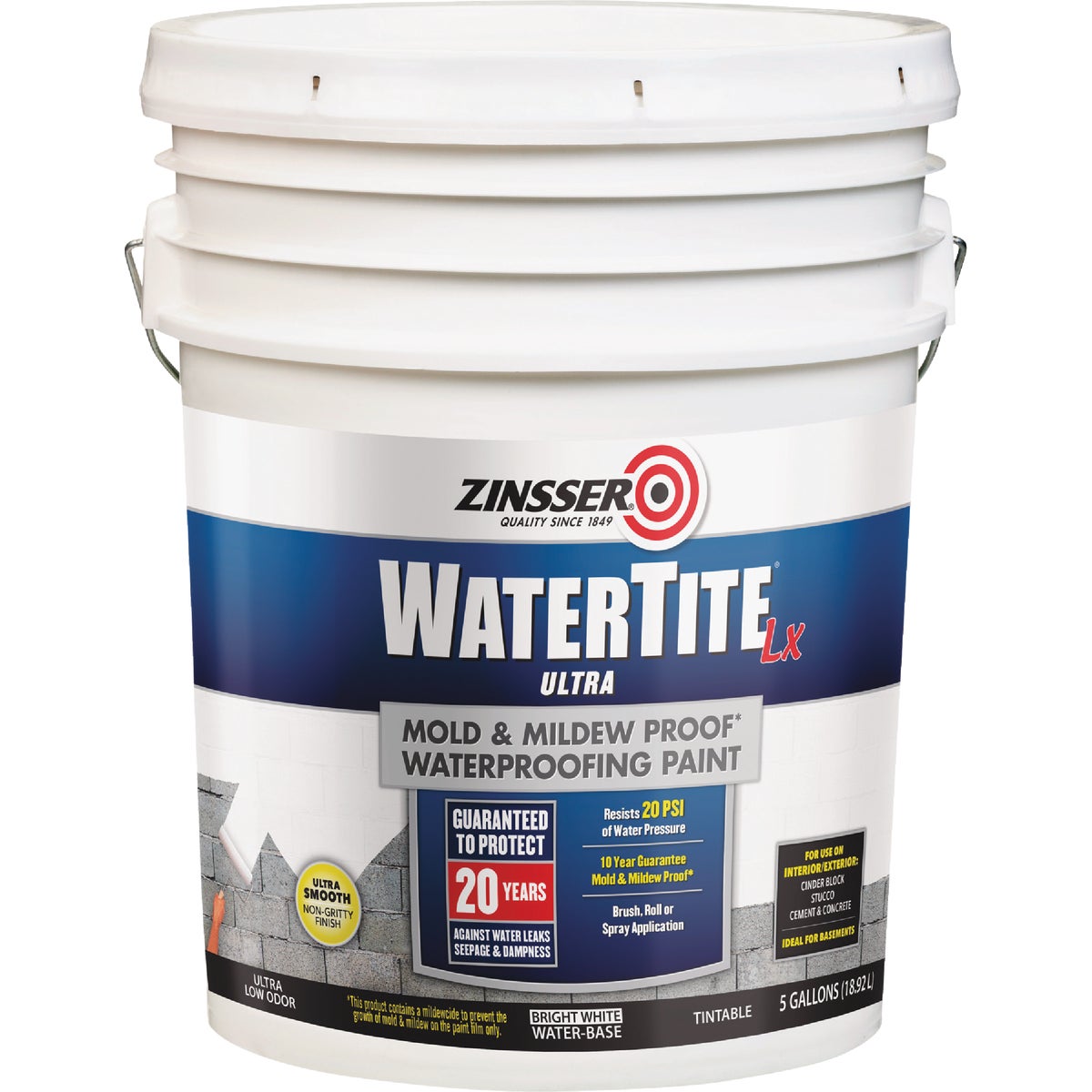 Zinsser WaterTite LX Ultra 5 Gal. Mold & Mildew Proof Waterproofing Paint