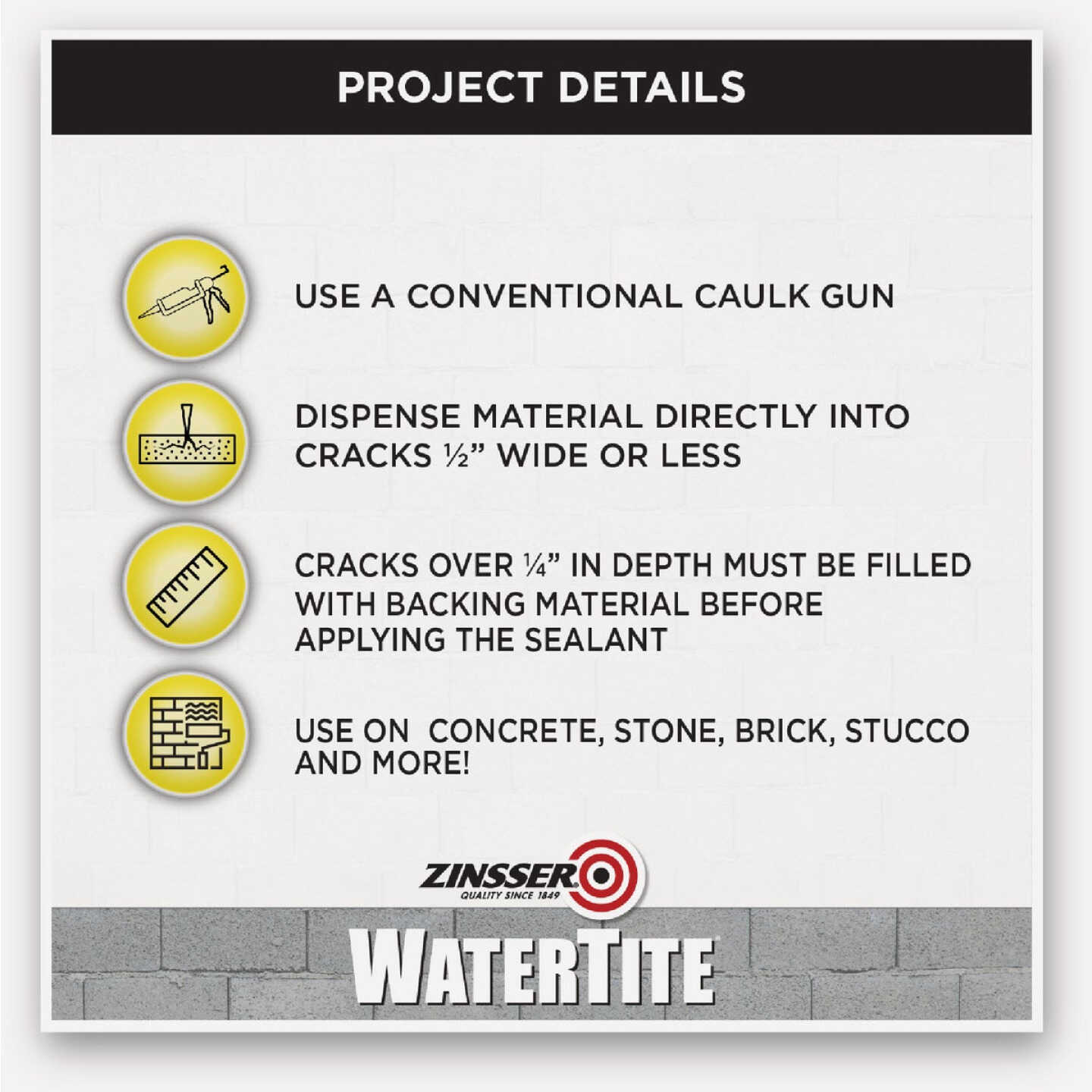Zinsser WaterTite 10.1 Oz. Polyurethane Sealant for Concrete and Masonry, Gray Image 3