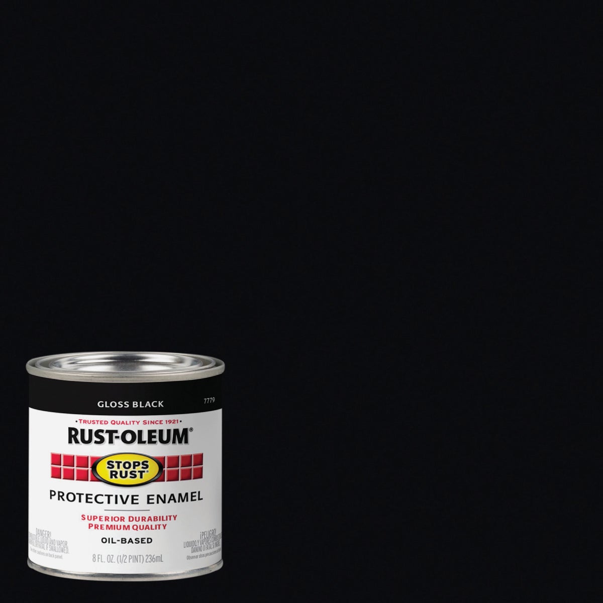 Rust-Oleum Stops Rust Oil Based Gloss Protective Rust Control Enamel, Black, 1/2 Pt. Image 1