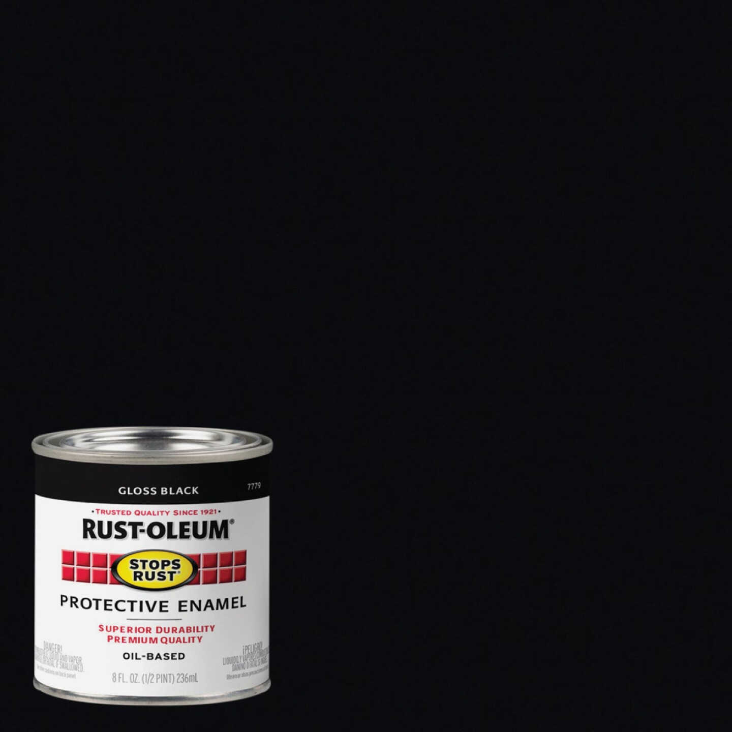 Rust-Oleum Stops Rust Oil Based Gloss Protective Rust Control Enamel, Black, 1/2 Pt. Image 1