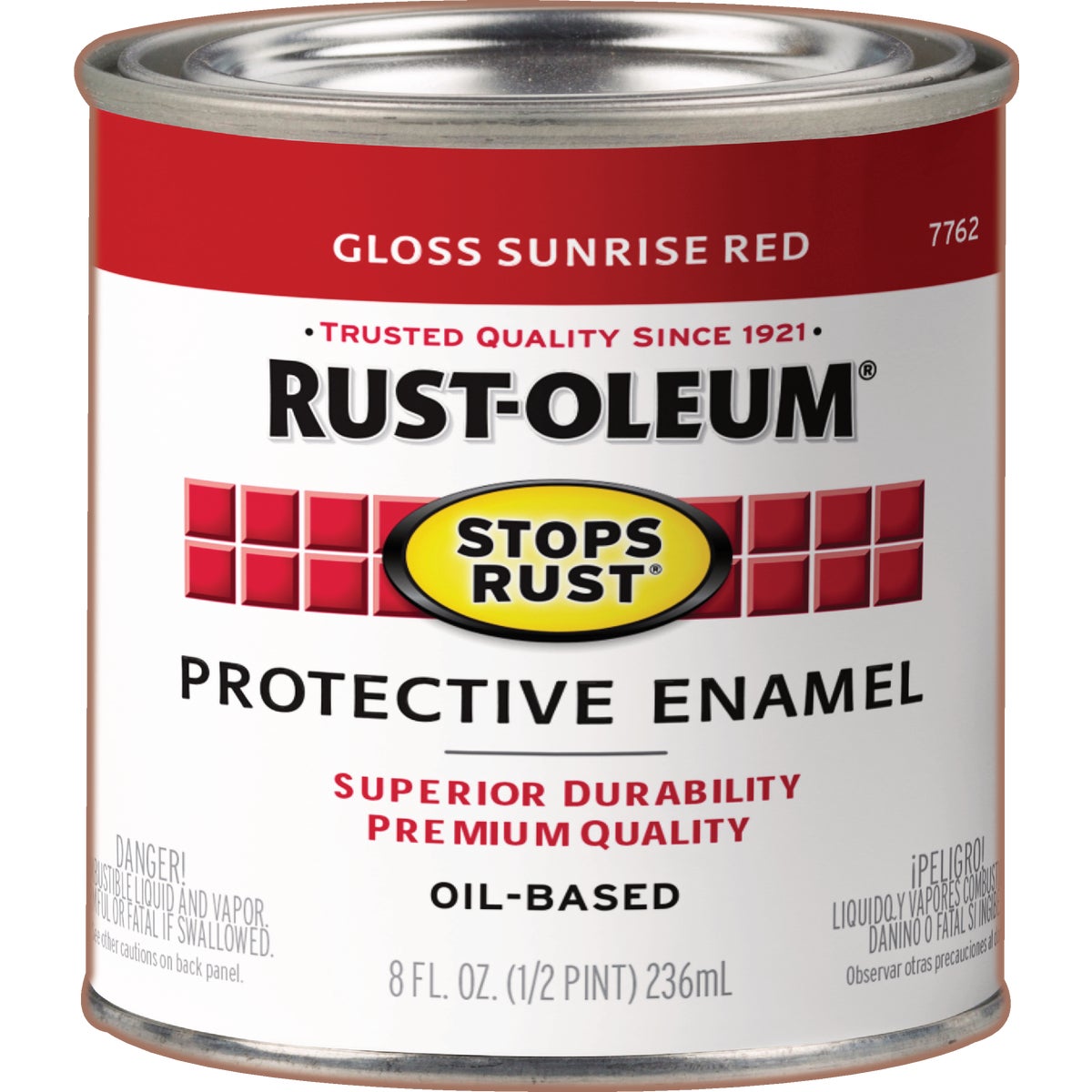 Rust-Oleum Stops Rust Protective Oil Based Gloss Rust Control Enamel, Sunrise Red, 1/2 Pt. Image 2