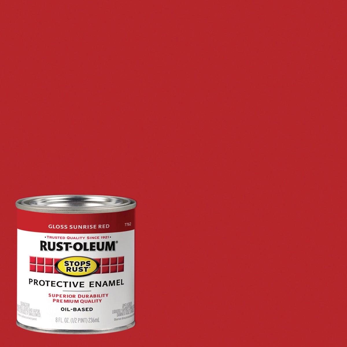 Rust-Oleum Stops Rust Protective Oil Based Gloss Rust Control Enamel, Sunrise Red, 1/2 Pt. Image 1