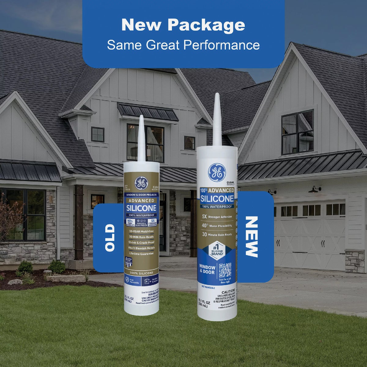 GE Advanced Silicone Window & Door Sealant, Brown, 10.1  Oz. Cartridge Image 2