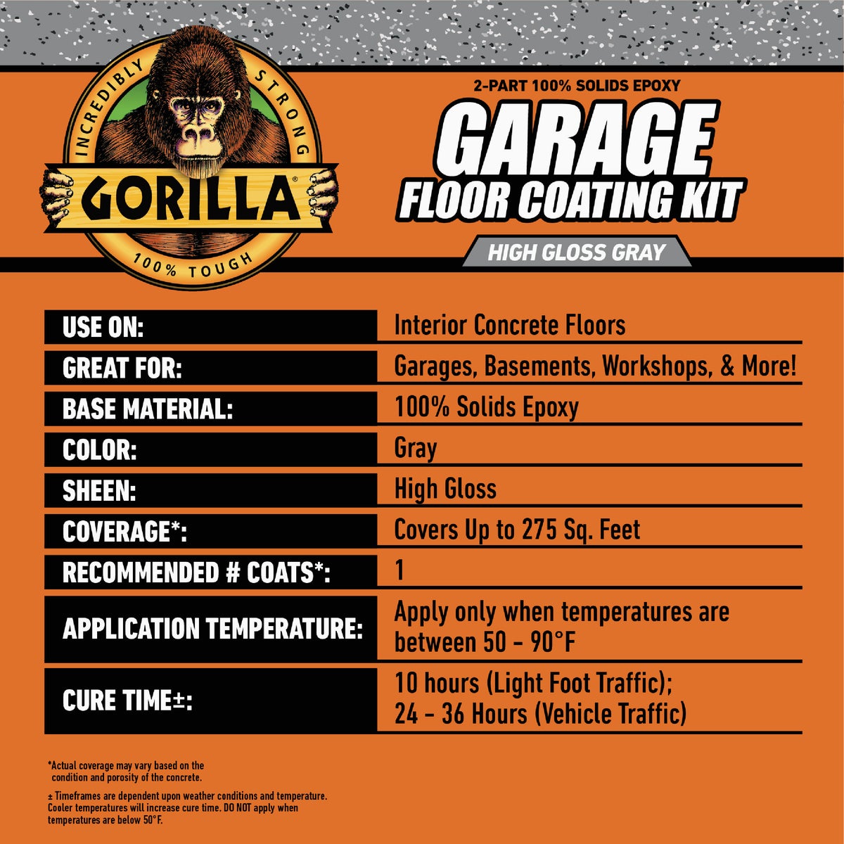 Gorilla Gray Garage Floor Epoxy Coating Kit - 1 Car Coverage Image 3