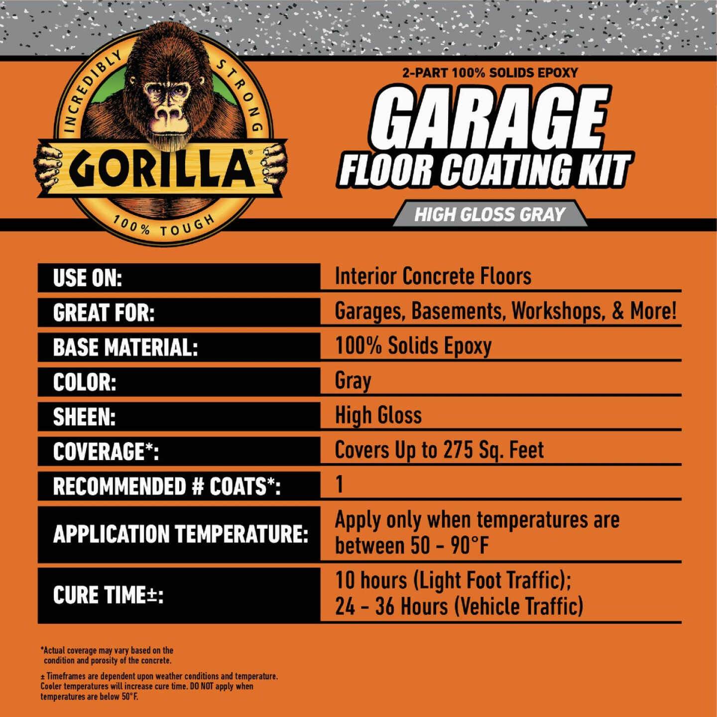 Gorilla Gray Garage Floor Epoxy Coating Kit - 1 Car Coverage Image 3