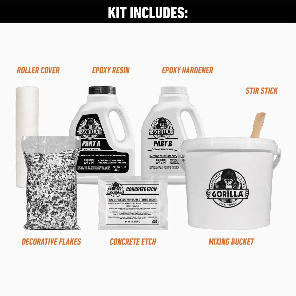 Gorilla Gray Garage Floor Epoxy Coating Kit - 1 Car Coverage Image 2