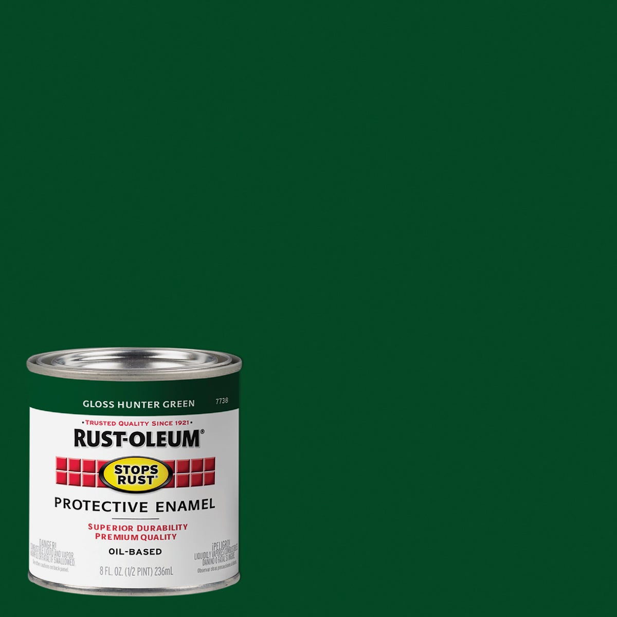 Rust-Oleum Stops Rust Oil Based Gloss Protective Rust Control Enamel, Hunter Green, 1/2 Pt. Image 1