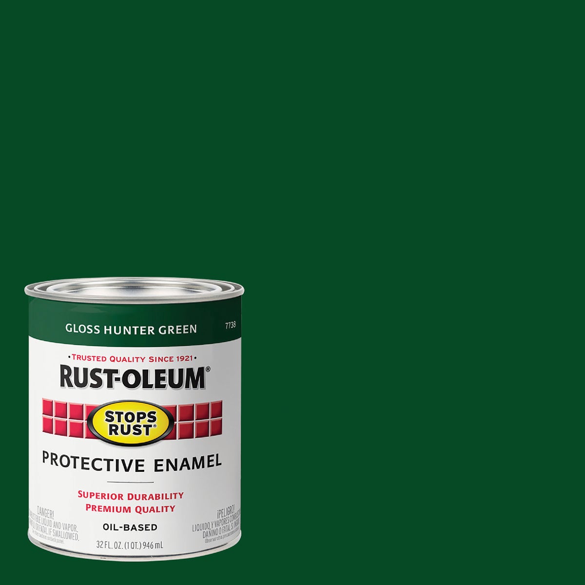 Rust-Oleum Stops Rust Oil Based Gloss Protective Rust Control Enamel, Hunter Green, 1 Qt. Image 1