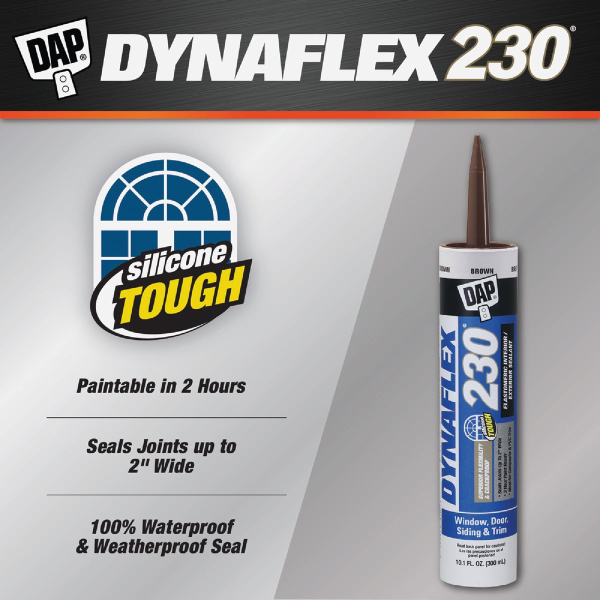 Dap Dynaflex 230 10.1 Oz. 100% Waterproof Window, Door, Siding & Trim Elastomeric Sealant, Brown Image 2