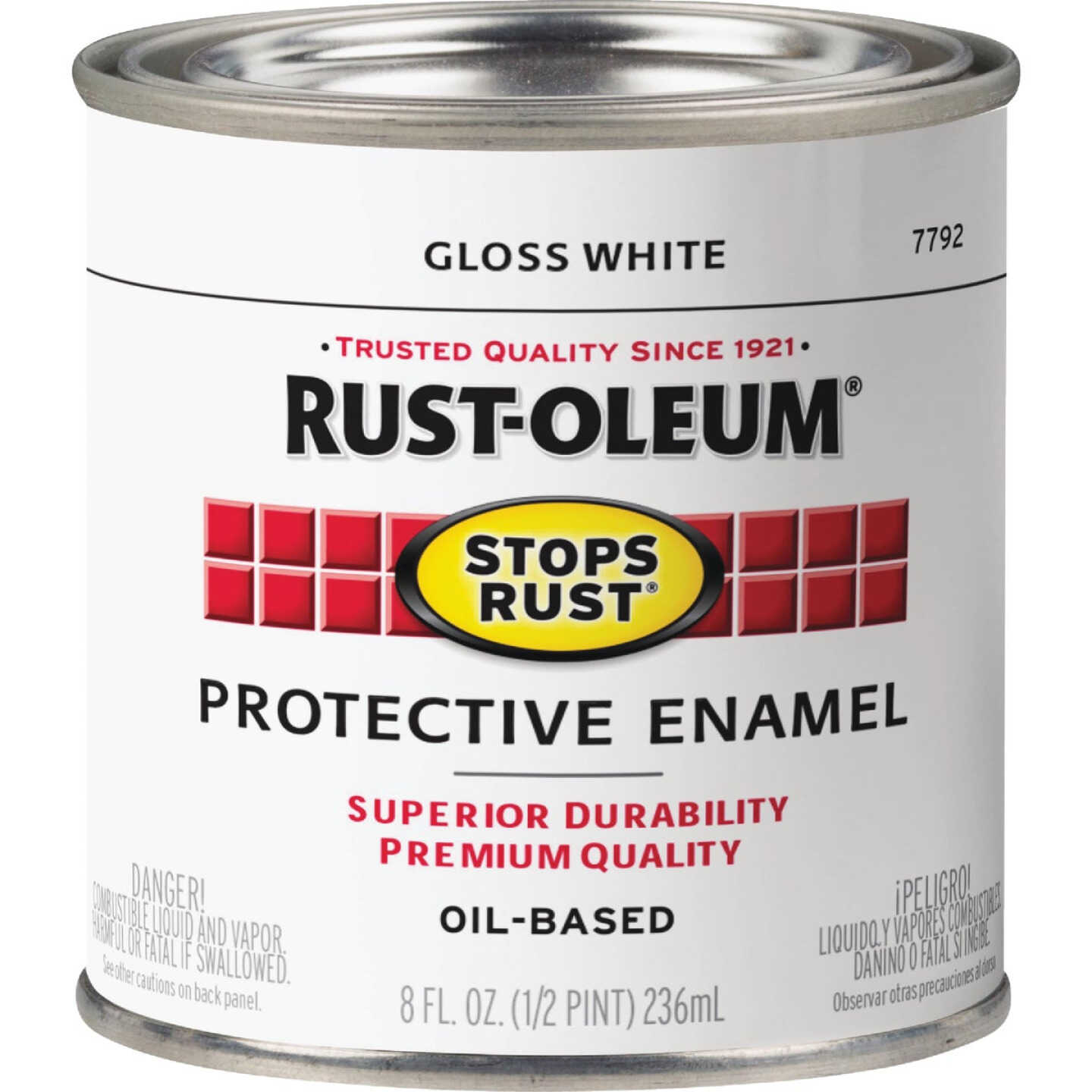 Rust-Oleum Stops Rust Oil Based Gloss Protective Rust Control Enamel, White, 1/2 Pt. Image 2