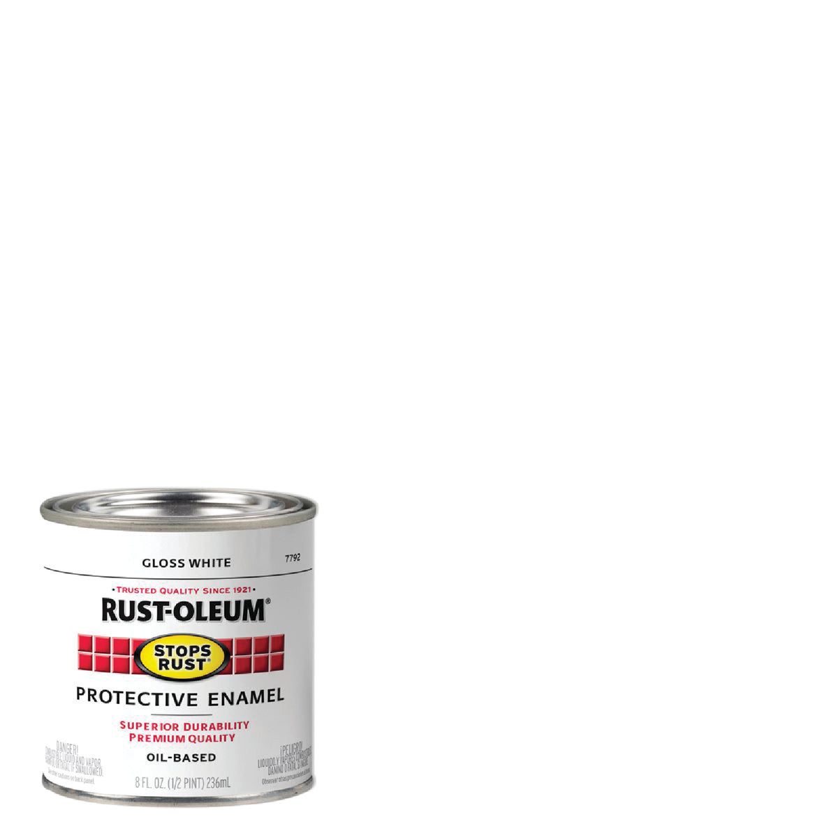 Rust-Oleum Stops Rust Oil Based Gloss Protective Rust Control Enamel, White, 1/2 Pt. Image 1