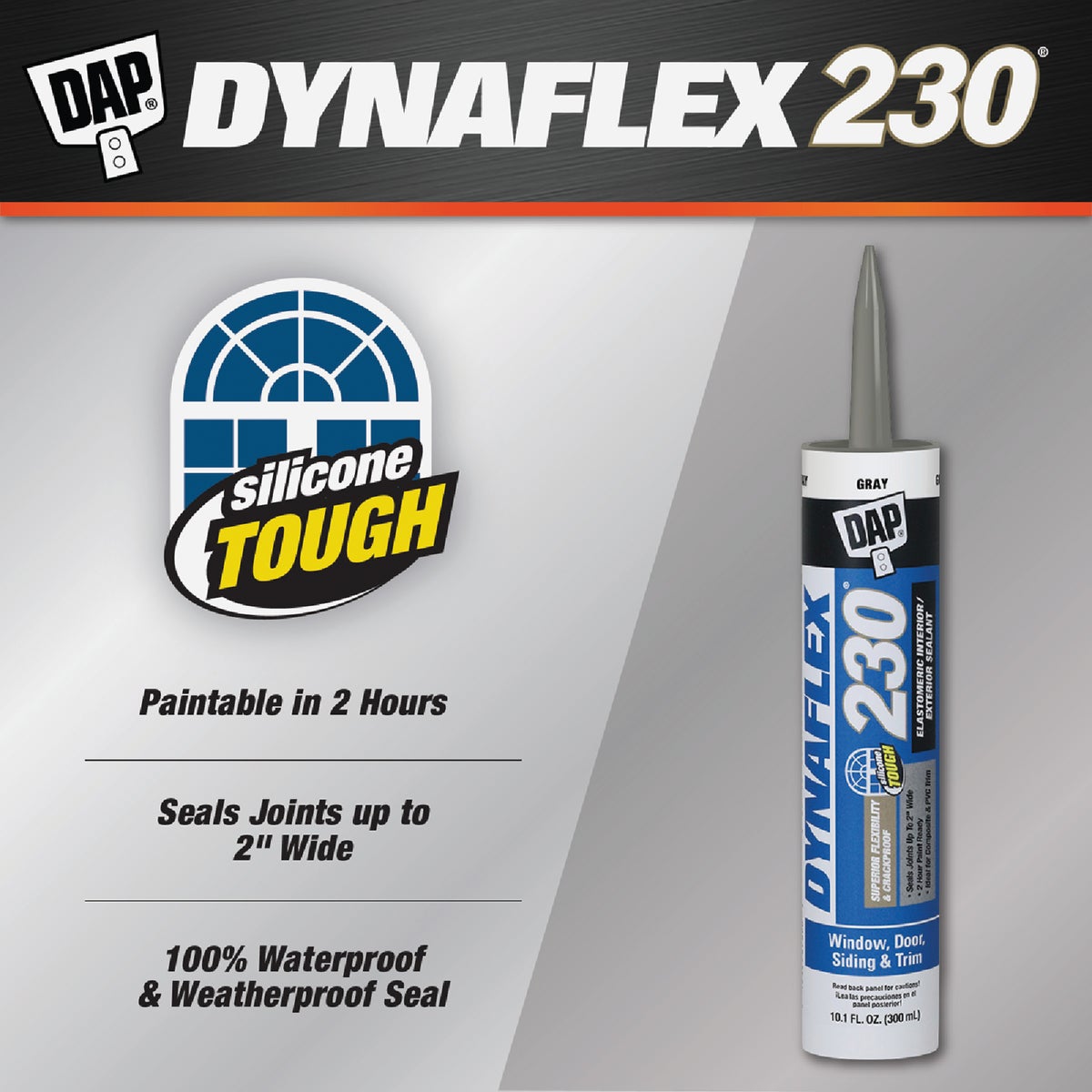 Dap Dynaflex 230 10.1 Oz. 100% Waterproof Window, Door, Siding & Trim Elastomeric Sealant, Gray Image 2