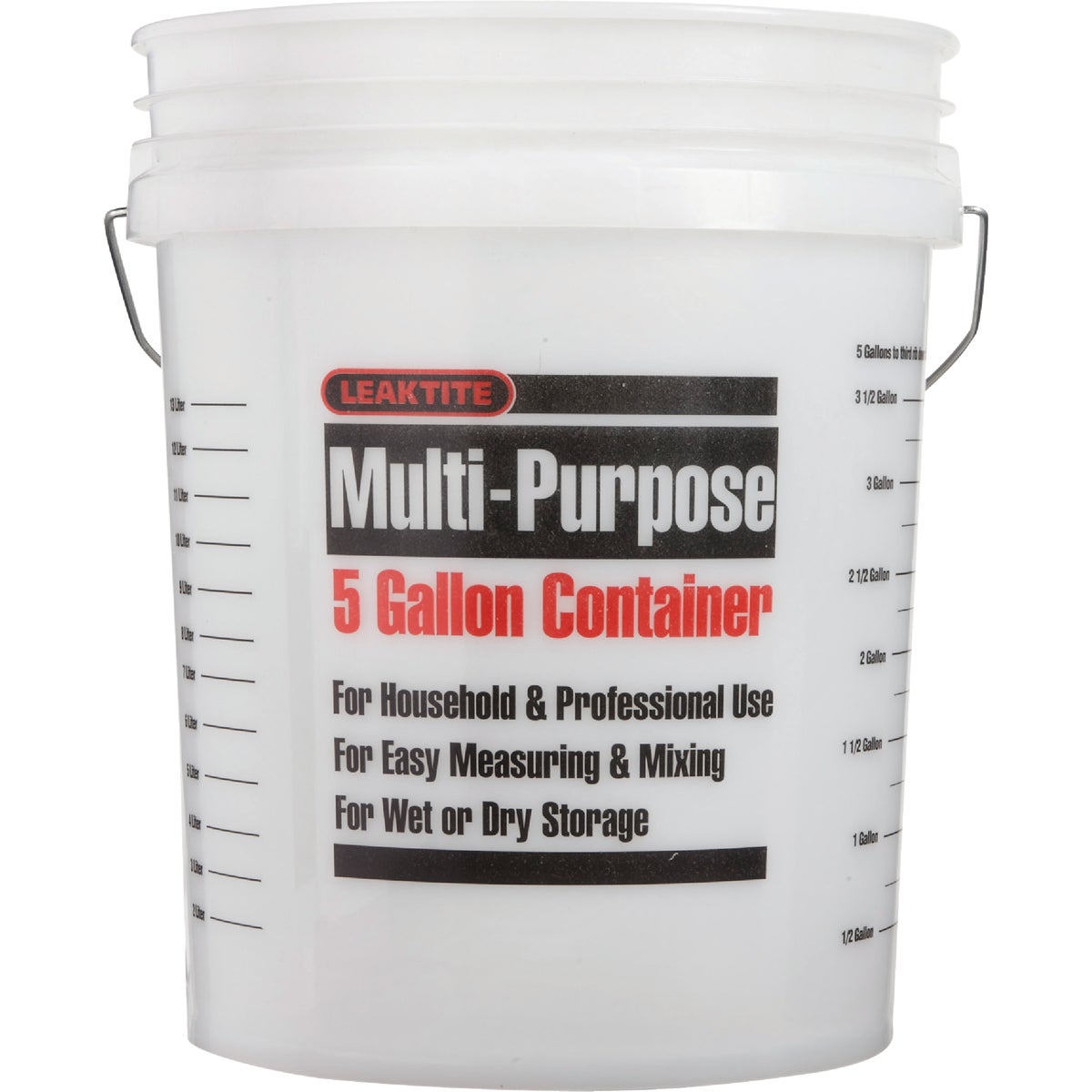 Leaktite 5 Gal. Clear Plastic Bucket with Measuring Increments Image 2