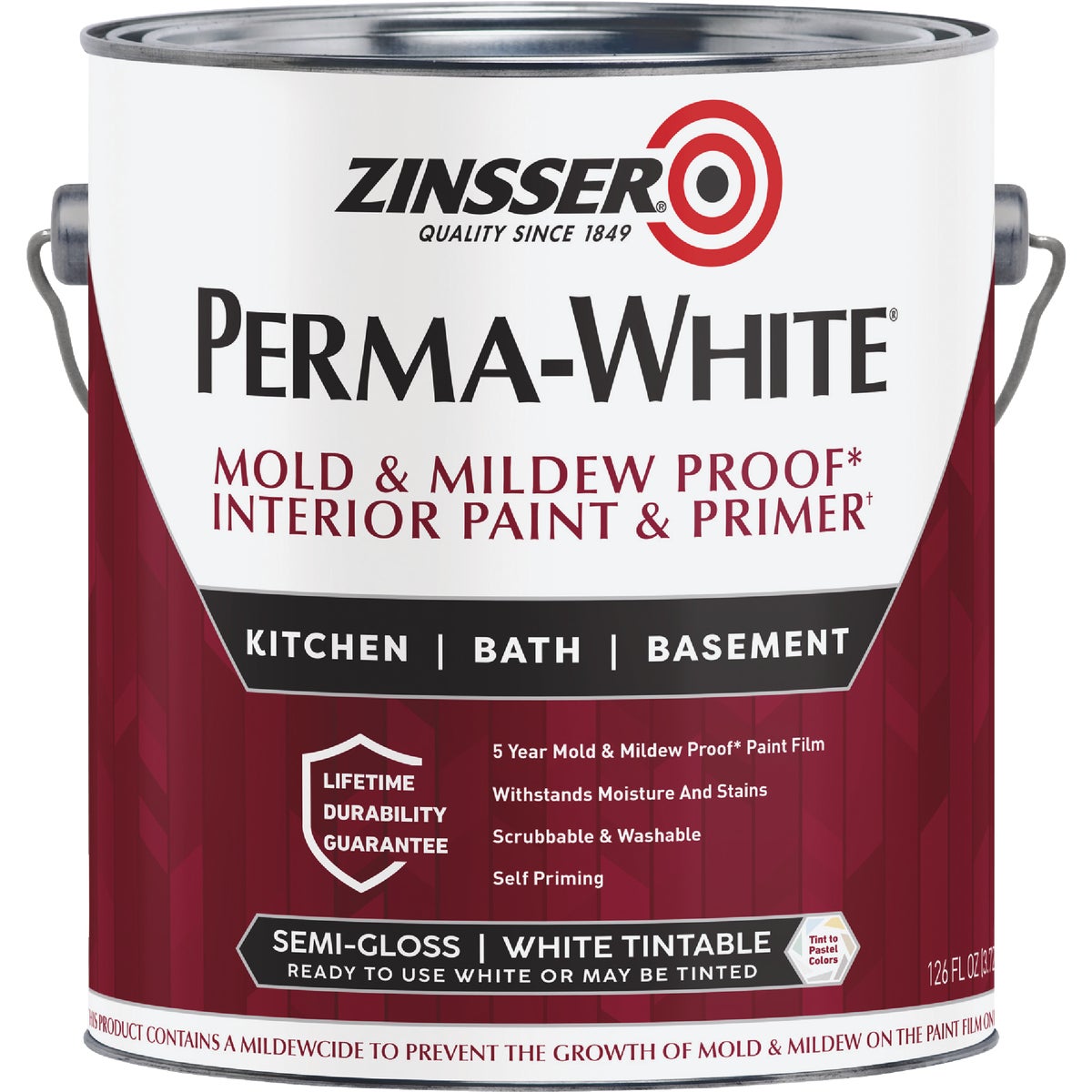 Zinsser Perma-White White-Tintable Semi-Gloss Gallon Mildew Paint