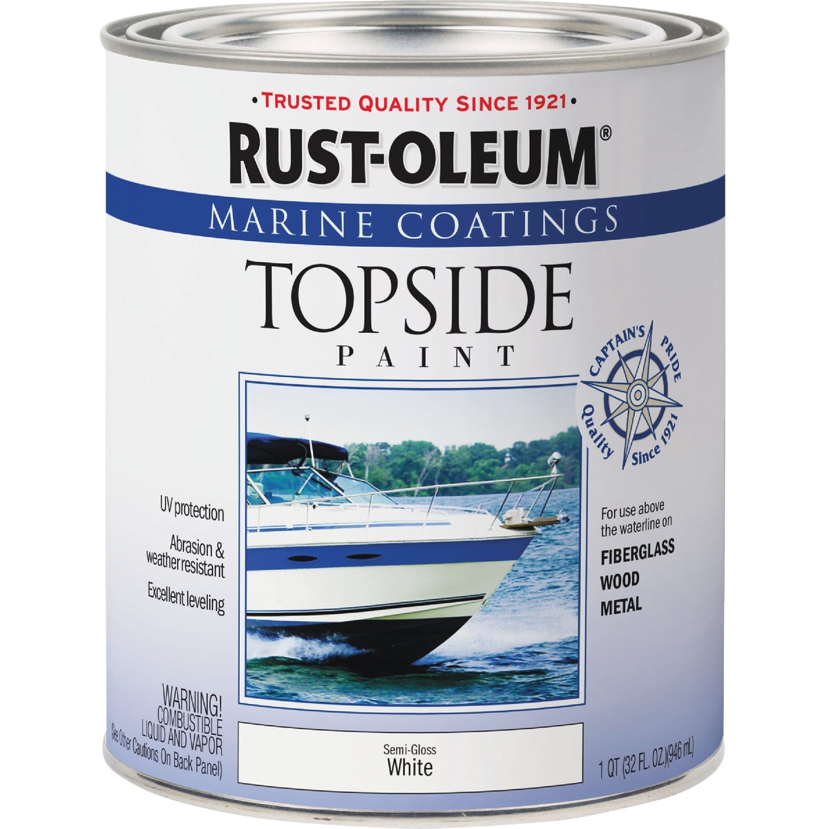 Rust-Oleum Semi-Gloss Marine Boat Topside Paint, White, 1 Qt. Image 7