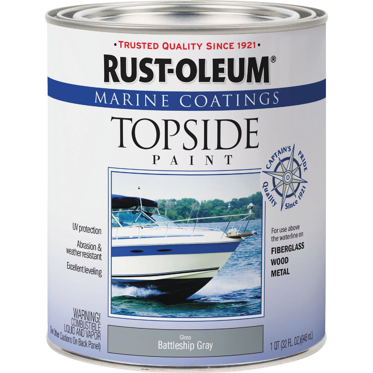 Rust-Oleum Gloss Marine Boat Topside Paint, Battle Gray, 1 Qt. Image 7