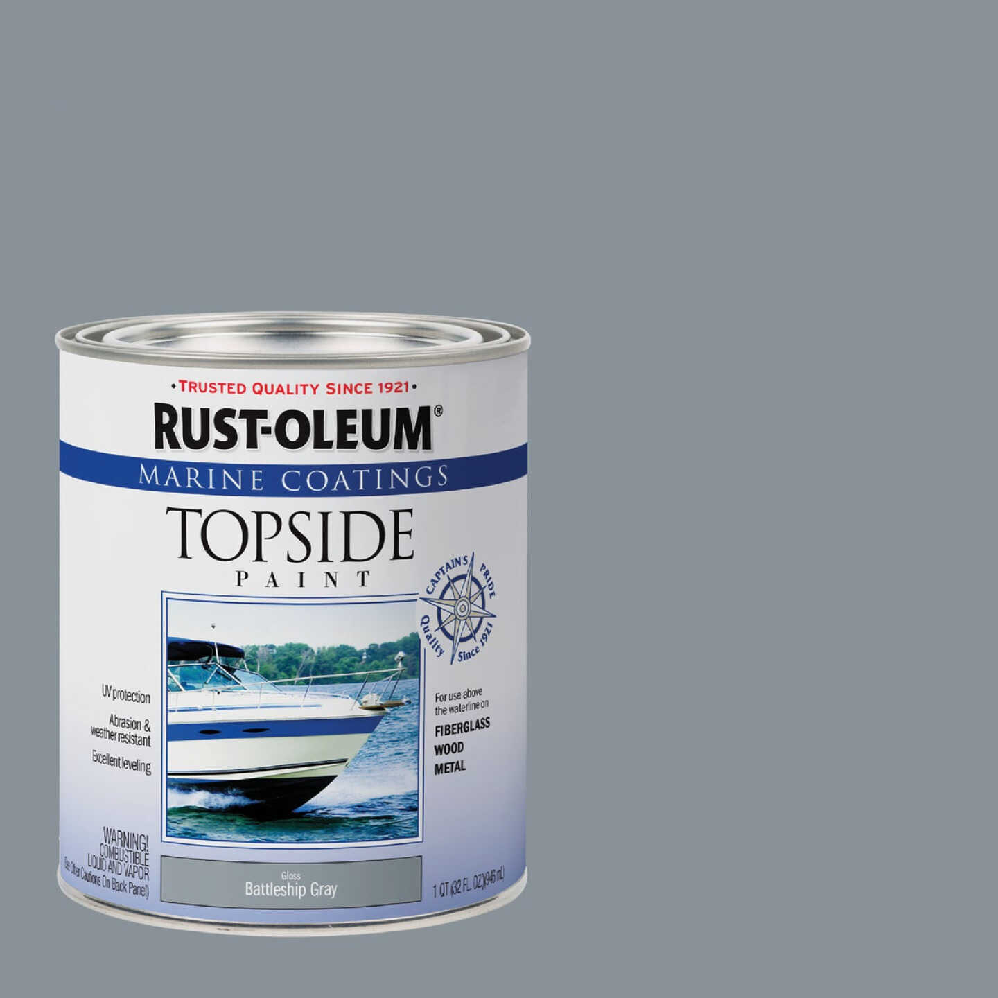 Rust-Oleum Gloss Marine Boat Topside Paint, Battle Gray, 1 Qt. Image 1